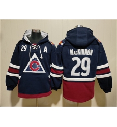 Men's Colorado Avalanche #29 Nathan MacKinnon Navy All Stitched Sweatshirt Hoodie