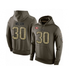 Football Men's San Francisco 49ers #30 Jeff Wilson Green Salute To Service Pullover Hoodie