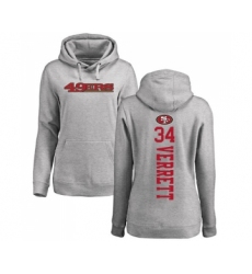 Football Women's San Francisco 49ers #34 Jason Verrett Ash Backer Pullover Hoodie