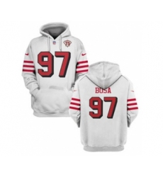 Men's San Francisco 49ers #97 Nick Bosa 2021 White 75th Anniversary Pullover Football Hoodie