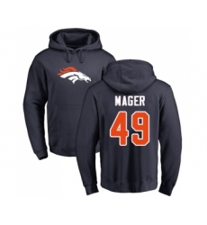 Football Denver Broncos #49 Craig Mager Navy Blue Name & Number Logo Pullover Hoodie
