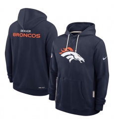 Men's Denver Broncos Navy Sideline Standard Issue Initial Home Dri-FIT Pullover Hoodie