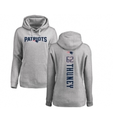 Football Women's New England Patriots #62 Joe Thuney Ash Backer Pullover Hoodie