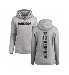 Football Women's Oakland Raiders #13 Hunter Renfrow Ash Backer Pullover Hoodie