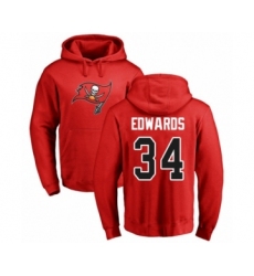 Football Tampa Bay Buccaneers #34 Mike Edwards Red Name & Number Logo Pullover Hoodie