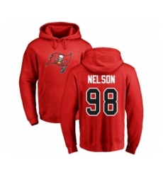 Football Tampa Bay Buccaneers #98 Anthony Nelson Red Name & Number Logo Pullover Hoodie