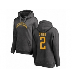 Football Women's Los Angeles Chargers #2 Easton Stick Ash One Color Pullover Hoodie