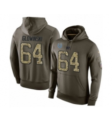 Football Indianapolis Colts #64 Mark Glowinski Green Salute To Service Men's Pullover Hoodie