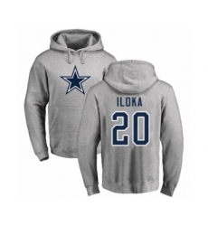 Football Dallas Cowboys #20 George Iloka Ash Name & Number Logo Pullover Hoodie