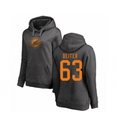 Football Women's Miami Dolphins #63 Michael Deiter Ash One Color Pullover Hoodie