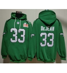 Men's Philadelphia Eagles #33 Cooper DeJean NEW Green Super Bowl LIX Pocket Stitched Pullover Hoodie