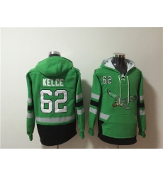 Mens Philadelphia Eagles #62 Jason Kelce Green Ageless Must-Have Lace-Up Pullover Hoodie