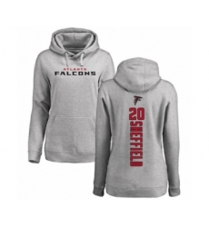 Football Women's Atlanta Falcons #20 Kendall Sheffield Ash Backer Pullover Hoodie
