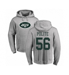 Football New York Jets #56 Jachai Polite Ash Name & Number Logo Pullover Hoodie