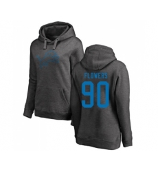 Football Women's Detroit Lions #90 Trey Flowers Ash One Color Pullover Hoodie