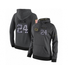 Football Women's Green Bay Packers #24 Raven Greene Stitched Black Anthracite Salute to Service Player Performance Hoodie