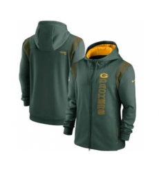 Men's Green Bay Packers 2021 Green Sideline Team Performance Full-Zip Hoodie