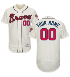  Men's Atlanta Braves Majestic Alternate Ivory Flex Base Authentic Collection Custom Jersey