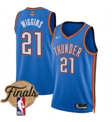 Men's Oklahoma City Thunder #21 Aaron Wiggins Blue 2025 Icon Edition Stitched Basketball Jersey