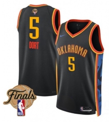 Men's Oklahoma City Thunder #5 Luguentz Dort Black 2024-25 City Edition Stitched Basketball Jersey