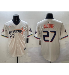 Men's Houston Astros #27 Jose Altuve Cream 2025 City Connect With Texas Limited Stitched Baseball Jersey