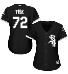 Women's Majestic Chicago White Sox #72 Carlton Fisk Replica Black Alternate Home Cool Base MLB Jersey