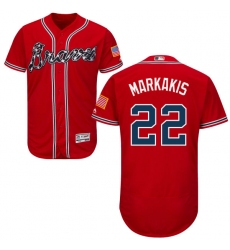 Men's Majestic Atlanta Braves #22 Nick Markakis Red Alternate Flex Base Authentic Collection MLB Jersey