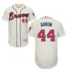 Men's Majestic Atlanta Braves #44 Hank Aaron Cream Alternate Flex Base Authentic Collection MLB Jersey