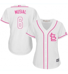 Women's Majestic St. Louis Cardinals #6 Stan Musial Replica White Fashion Cool Base MLB Jersey