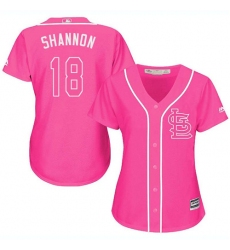 Women's Majestic St. Louis Cardinals #18 Mike Shannon Authentic Pink Fashion Cool Base MLB Jersey