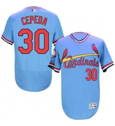 Men's Majestic St. Louis Cardinals #30 Orlando Cepeda Light Blue Flexbase Authentic Collection Cooperstown MLB Jersey