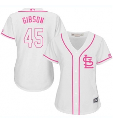Women's Majestic St. Louis Cardinals #45 Bob Gibson Authentic White Fashion Cool Base MLB Jersey