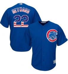 Men's Majestic Chicago Cubs #22 Jason Heyward Authentic Royal Blue USA Flag Fashion MLB Jersey