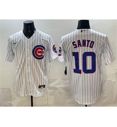Men's Chicago Cubs #10 Ron Santo White Cool Base Stitched Baseball Jersey