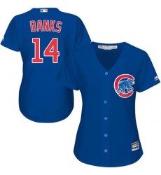 Women's Majestic Chicago Cubs #14 Ernie Banks Replica Royal Blue Alternate MLB Jersey