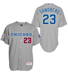 Men's Majestic Chicago Cubs #23 Ryne Sandberg Authentic Grey 1990 Turn Back The Clock MLB Jersey