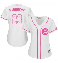 Women's Majestic Chicago Cubs #23 Ryne Sandberg Authentic White Fashion MLB Jersey