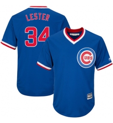 Youth Majestic Chicago Cubs #34 Jon Lester Authentic Royal Blue Cooperstown Cool Base MLB Jersey