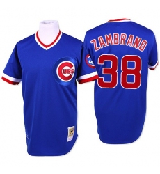 Men's Mitchell and Ness Chicago Cubs #38 Carlos Zambrano Authentic Blue Throwback MLB Jersey