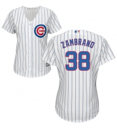 Women's Majestic Chicago Cubs #38 Carlos Zambrano Authentic White Home Cool Base MLB Jersey