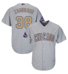 Youth Majestic Chicago Cubs #38 Carlos Zambrano Authentic Gray 2017 Gold Champion Cool Base MLB Jersey
