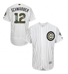 Men's Majestic Chicago Cubs #12 Kyle Schwarber Authentic White 2016 Memorial Day Fashion Flex Base MLB Jersey