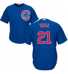 Youth Majestic Chicago Cubs #21 Sammy Sosa Authentic Royal Blue Alternate Cool Base MLB Jersey