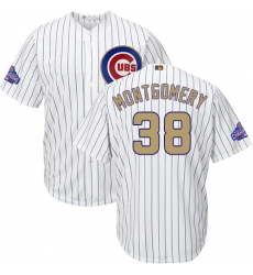 Youth Majestic Chicago Cubs #38 Mike Montgomery Authentic White 2017 Gold Program Cool Base MLB Jersey