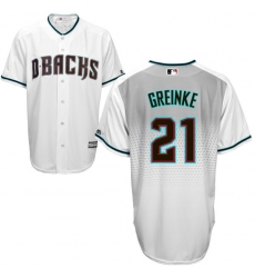 Men's Majestic Arizona Diamondbacks #21 Zack Greinke Authentic White/Capri Cool Base MLB Jersey