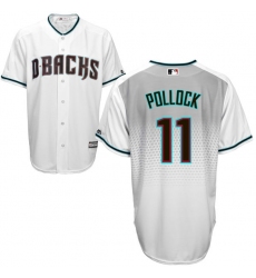 Men's Majestic Arizona Diamondbacks #11 A. J. Pollock Authentic White/Capri Cool Base MLB Jersey