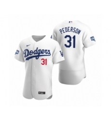 Men's Los Angeles Dodgers #31 Joc Pederson White 2020 World Series Champions Authentic Jersey