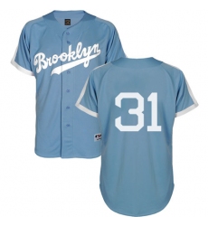 Men's Majestic Los Angeles Dodgers #31 Joc Pederson Authentic Light Blue Cooperstown MLB Jersey
