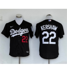 Men's Los Angeles Dodgers #22 Clayton Kershaw Black Cool Base Stitched Baseball Jersey