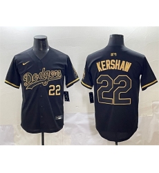 Men's Los Angeles Dodgers #22 Clayton Kershaw Black Gold Limited Stitched Jersey